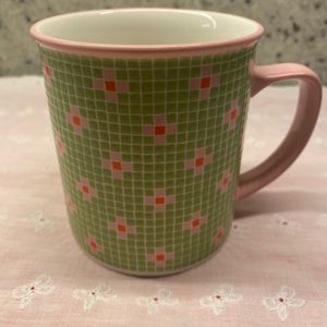 Starbucks Barista Coffee Mug. Green and Pink Mosaic tile. 2004 Collection.